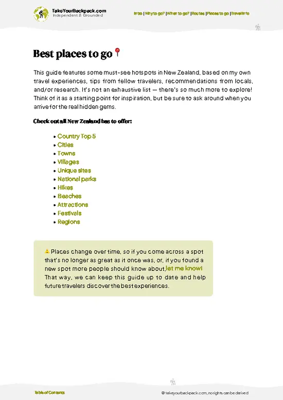 example page 5 from our offline Travel Guide for New Zealand